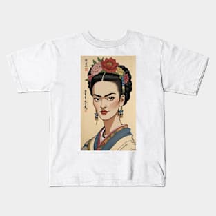 Frida's Oriental Radiance: Eastern-Style Portrait Kids T-Shirt